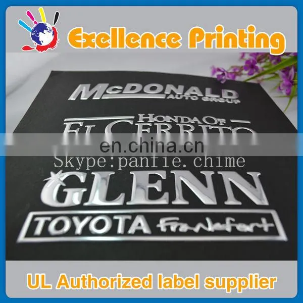 good quality cheap chrome 3d stickers made in Ningbo,Zhejiang,China
