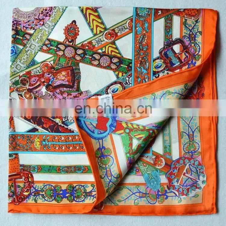 53cm square wholesale china factory silk printed scarf