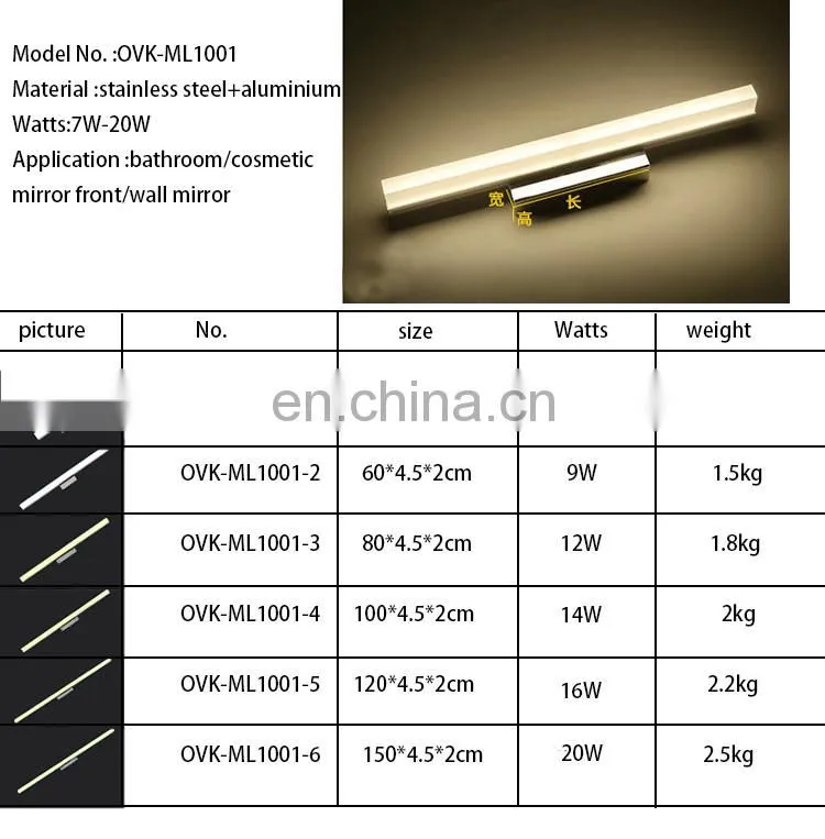 modern Mirror Light fashion hotel bathroom LED wall lamp stainless steel lights