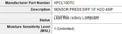Differential Pressure Sensors, Transducers XPCL XPCL10DTC SENSOR PRESS DIFF 10" H2O 4SIP Barbed