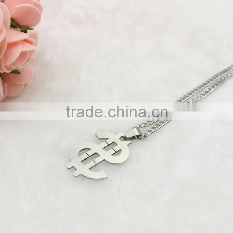 Dollar Stainless Steel Pendant Necklace