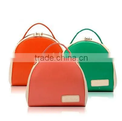 Budget leisurely lady sweet PU cosmetic bag with grid pockets