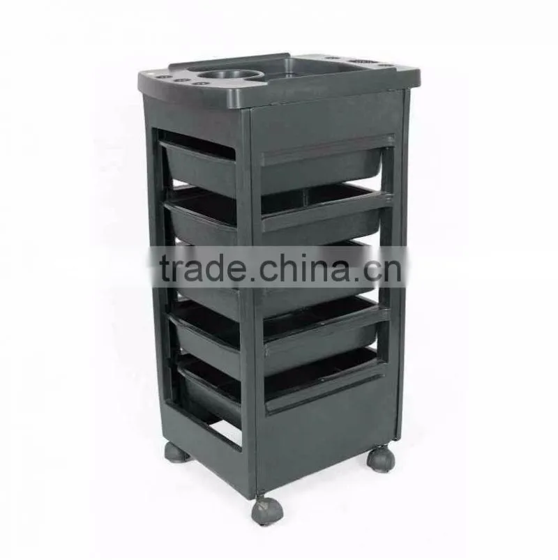 Beiqi Wholesale Plastic Hair Salon Trolleys Black Italy Style for Sale