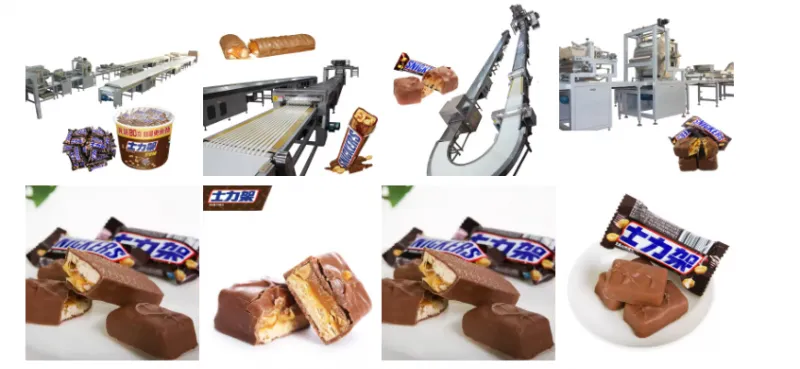 Automatic Multiple Candy Bar Corn bar (snickers) Production Line With Chocolate Enrobing