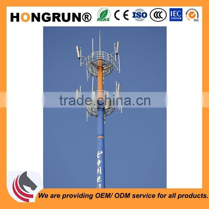 Galvanized monopole antenna communication tower for wireless solutions