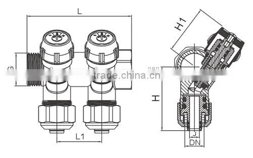 taizhou manufactue HR1070 brass exhaust 4-ways maniflod