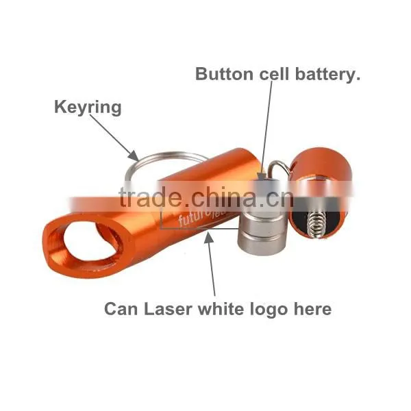 High Quality Orange 3 LED keychain Bottle Opener Torch