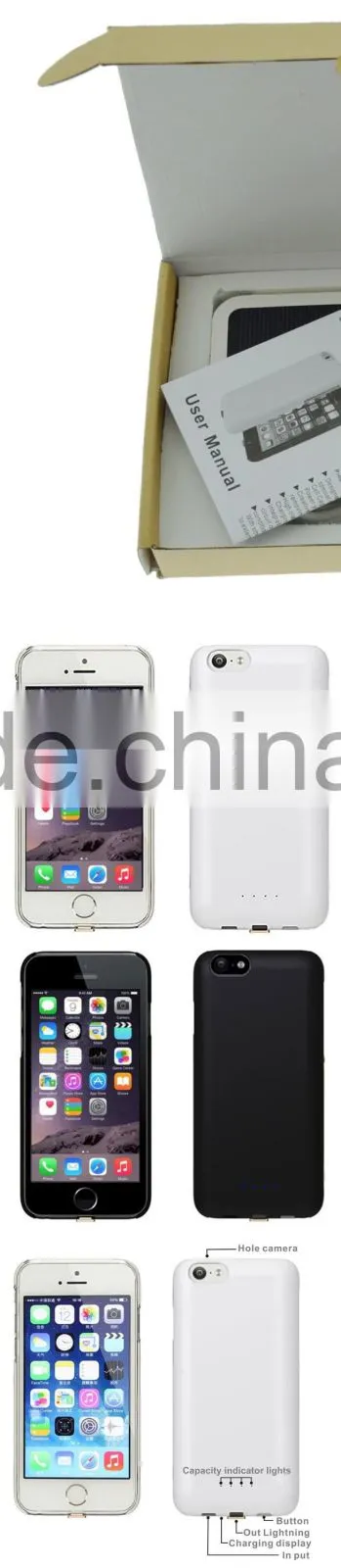 Power bank case rohs battery charger solar power phone case wallet battery replacement back cover solar case for iphone6