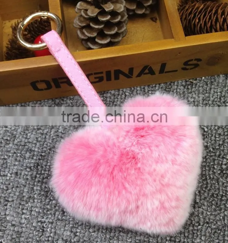 2016 Latest Cute Heart Pendant Fashion Girls Bag Phone Carkey Ornaments Leather Keychain