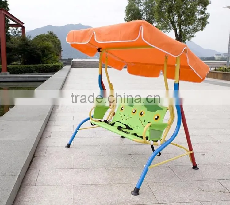 Lovely Cartoon Safety Baby Cradle Swing Metal Kids Patio Swing With Canopy
