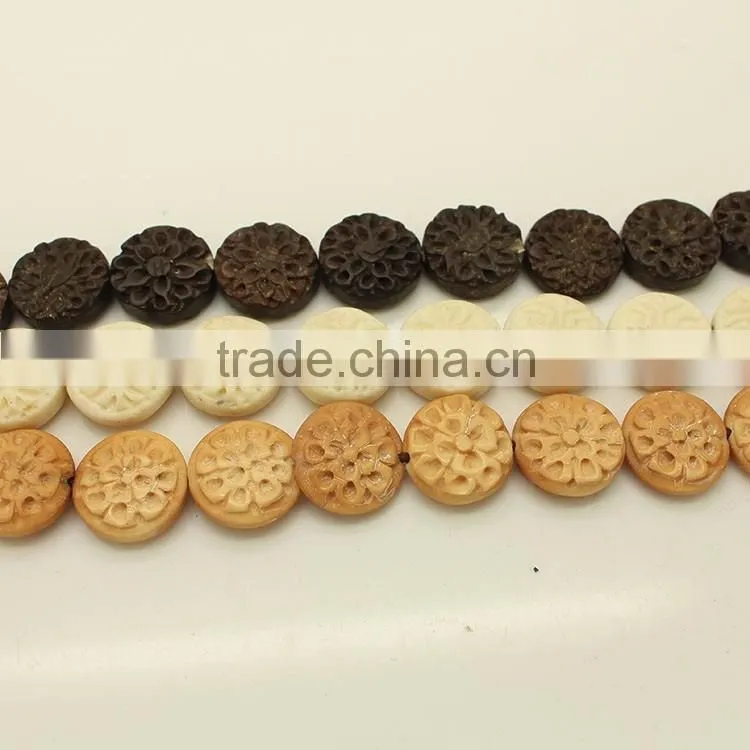 OB007 12mm English Letters Alphabet Dice Pattern White Cube Natural bone Beads
