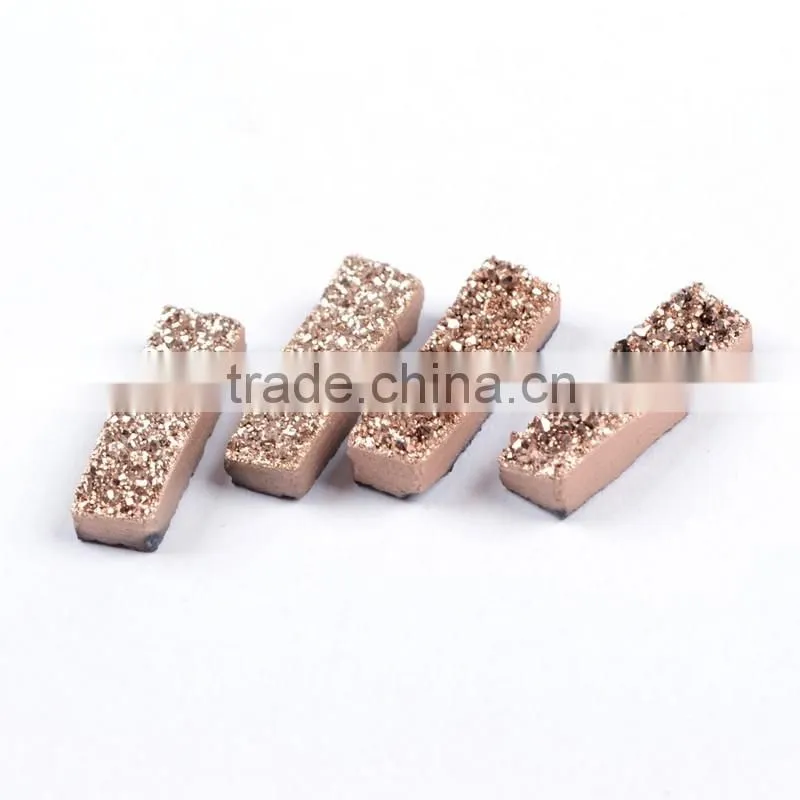 Small grain rectangle flat agate druzy bar cabochon semi-precious gemstone for jewelry