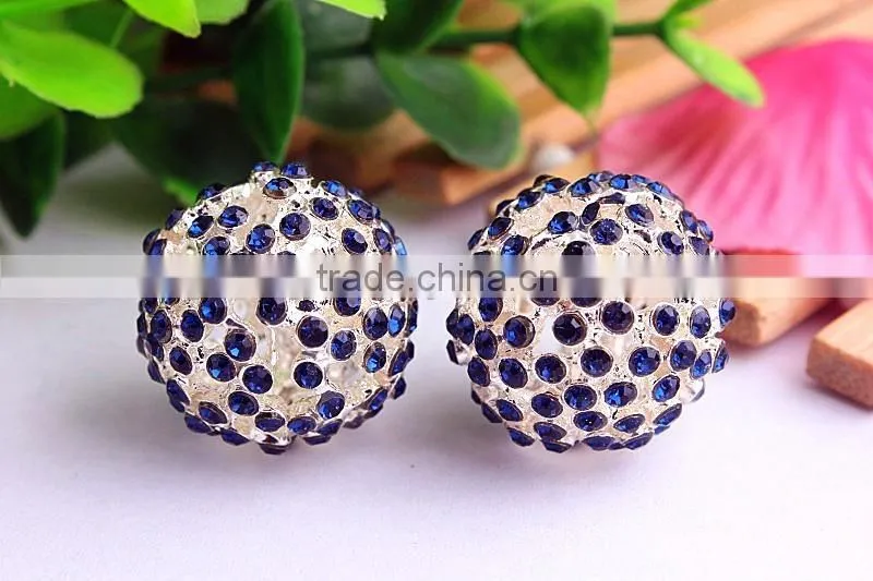 AAA Quality 20mm large fashion alloy rhinestone ball crystal bubblegum loose charm beads for DIY jewelry making!!