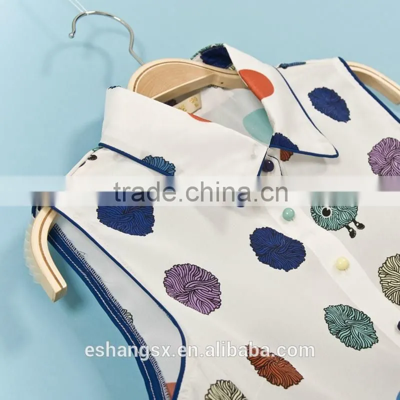 Ladies chiffon printed sleeveless t-shirt