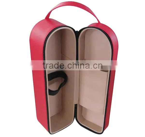 Top Grade PU Leather single wine bottle holder with hand strap