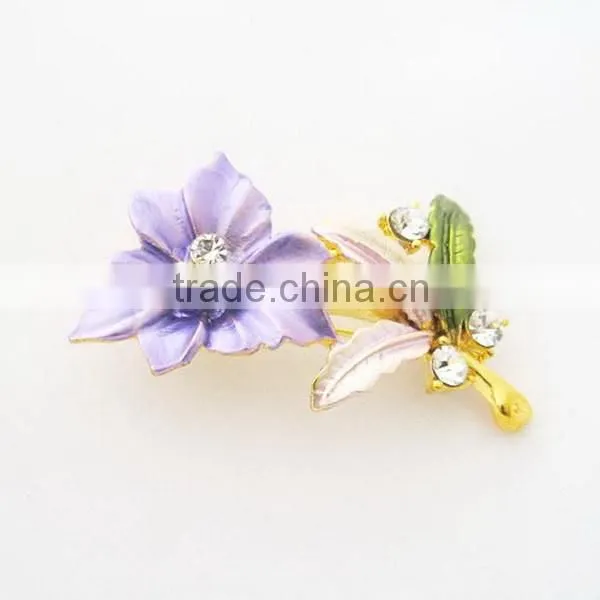 Gold platting enamel &crystals flower brooch fashion wholesale brooch pin china yi wu supplier