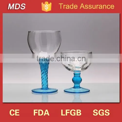 Colored blue stem turkish wine glass manufacturers