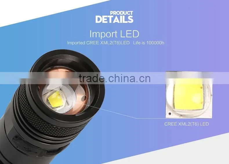 Small LED torchlight A2 USB rechargeable flash light zoom flashlight