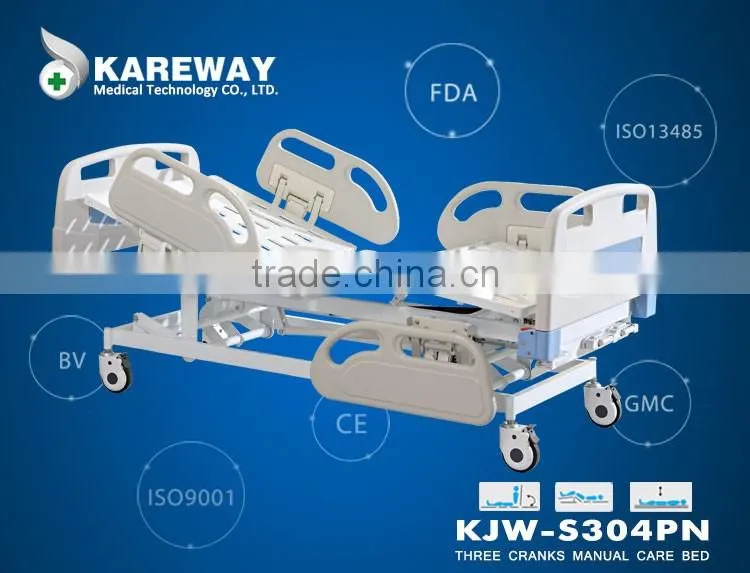 Manufacturer medical equipments 3 cranks hospital 3 function manual bed
