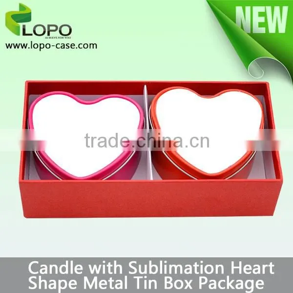 Heart shaped Sublimation Customed Metal Tin candle holder for lovers