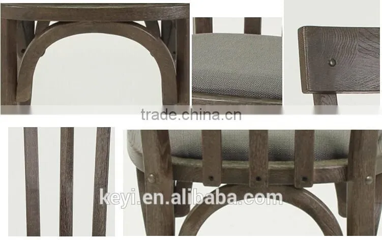 fabric seat Antique style wood dining chair/wooden armless restaurant chair(CH-272-OAK)