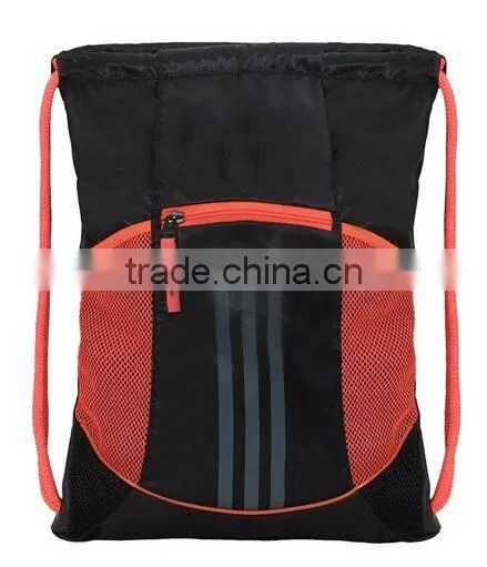 fashionable and durable sport polyester mesh drawstring bag backpack