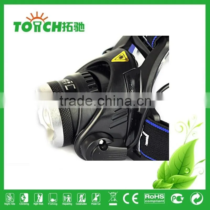 super Bright Headlight Rechargeable 2000 Lumens XM-L T6 LED Headlamp Zoomable Adjustable Focus Head Light Lamp