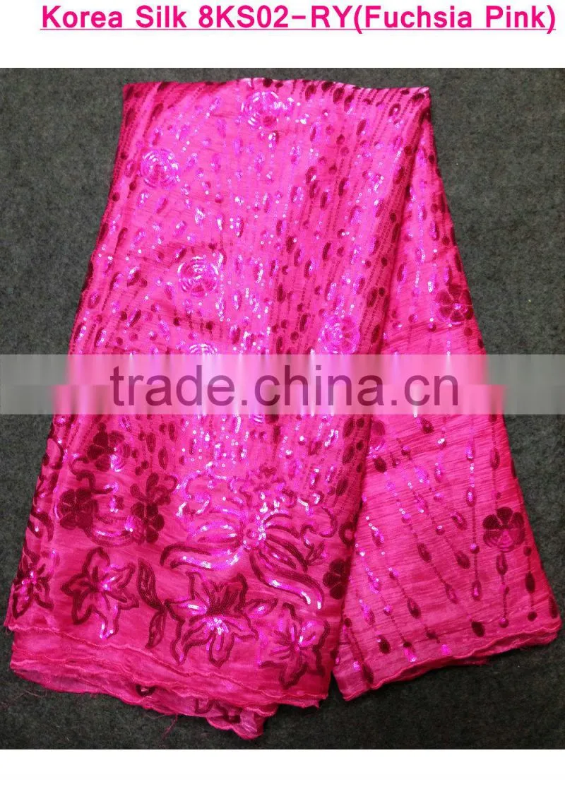 Korea marketing textile silk sequins Korea silk feeling multicolor seek silk lace Korean sequins lace