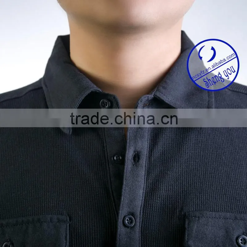 Custom walf checks fabric mens polo shirt design with epaulet and pockets