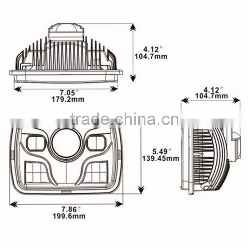 5x7 Rectangular Projector LED Headlight Sealed Beam Replacement with CRE-E Chips for truck motorcycle