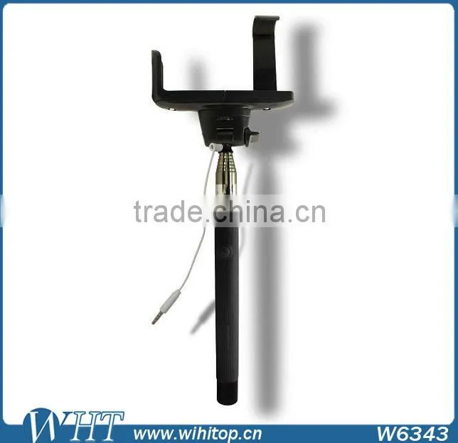 New Designer Extendable Wired Selfie Stick Handheld Monopod Self-pole Built-in Shutter With Mount Clip Holder