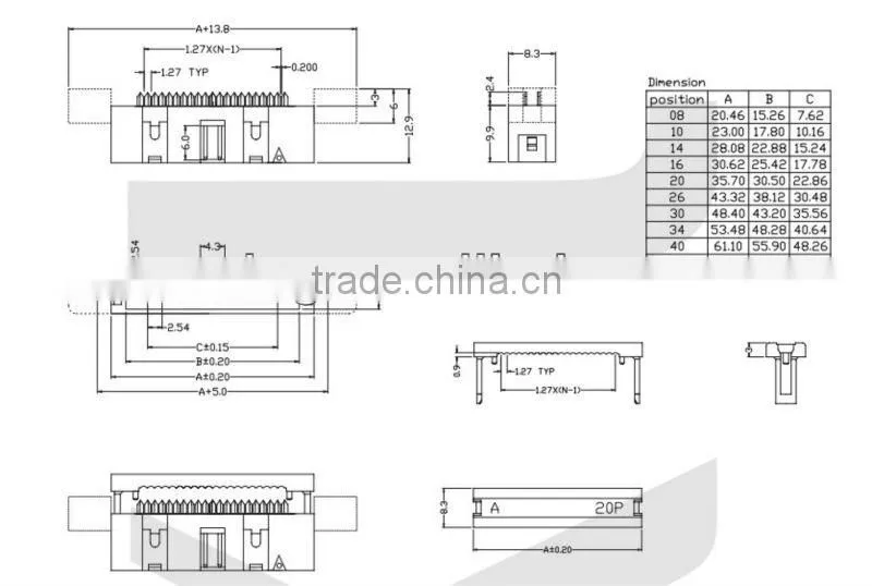 2.54mm Pitch IDC Box Header Connector CN1-201Z