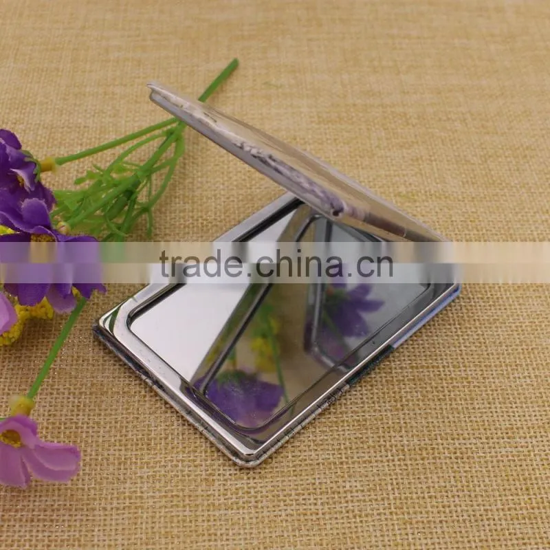 Leather mirror pocket/rectangle pocket mirror/ pu compact mirror with great wall promotion