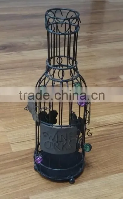 wine bottle shaped classical baking finish metal wine cork holder