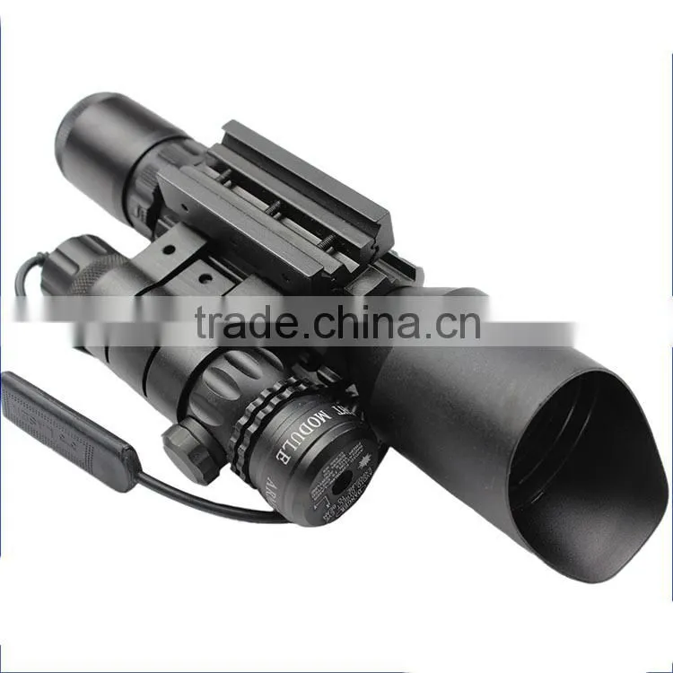 Funpowerland 3-10X42+red laser M9B Tactical rifle scope red green Mil-Dot Reticle with side mounted Red laser/Guaranteed 100%
