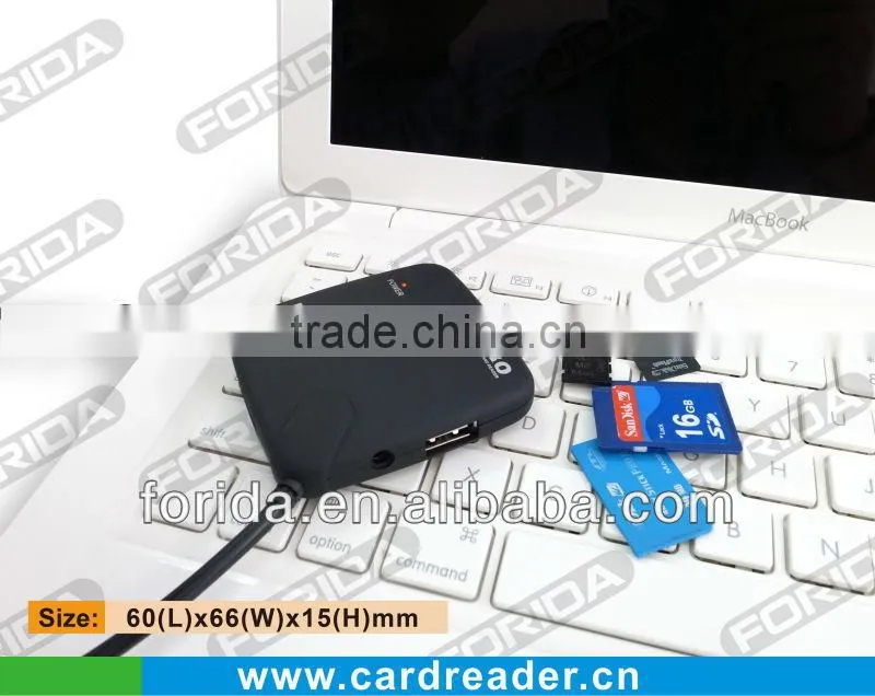 With light indicate USB 2.0 Black combo- 3 ports Hub & Card reader SD+MS+M2+TF,combo usb hub