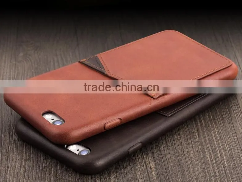 New Design Premium Business Style Leather Back Cover With Card Slot For iPhone 6