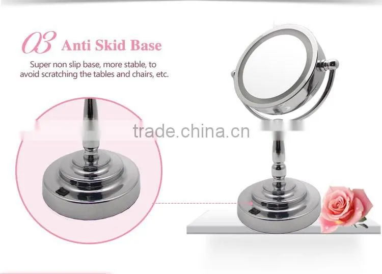 AC adaptor double sided makeup mirror with LED light