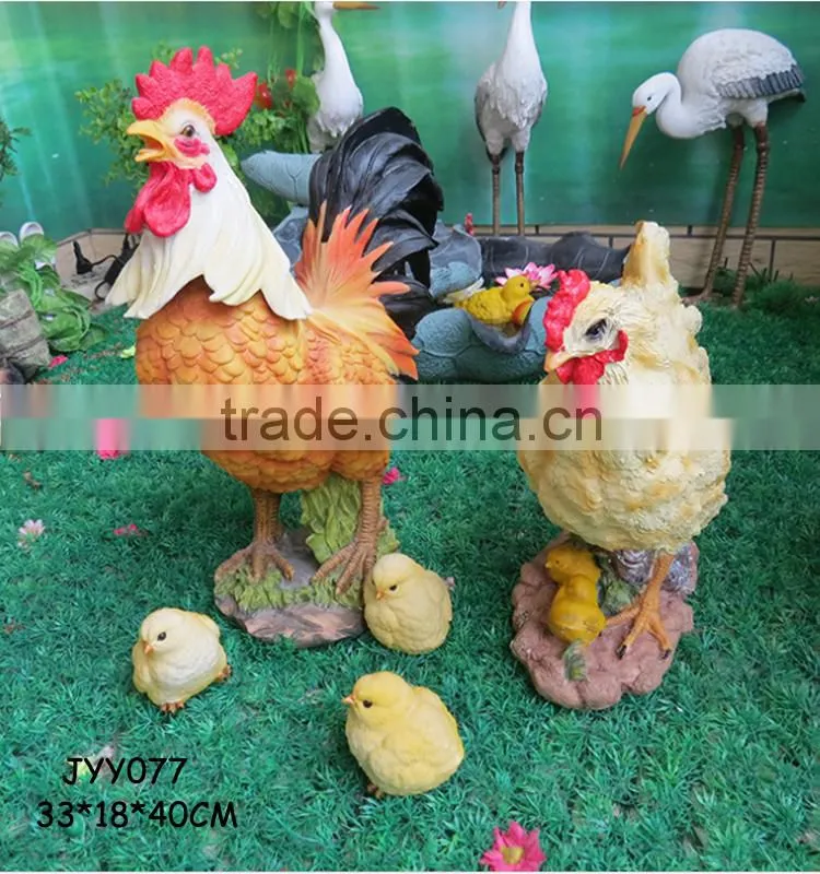 Garden decor cute wholesale polyresin rooster figurine