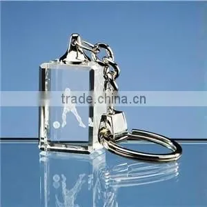 Wholesale customized logo crystal glass led keychain