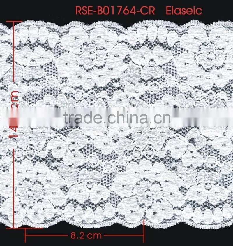 Width 14.3 Centimeter White Stretch Tape Trim Spandex Jacquard Elastic Lace