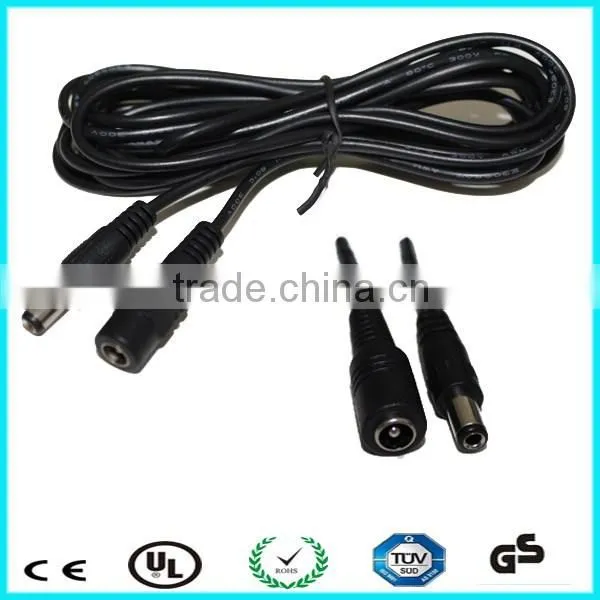 12v ul2464 24awg 2.1mm dc male to female cable