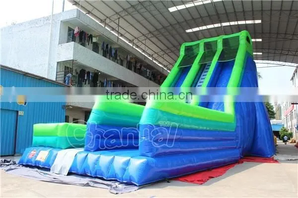 Outdoors giant inflatable water slide for adult, inflatable double lane dry slide for sale