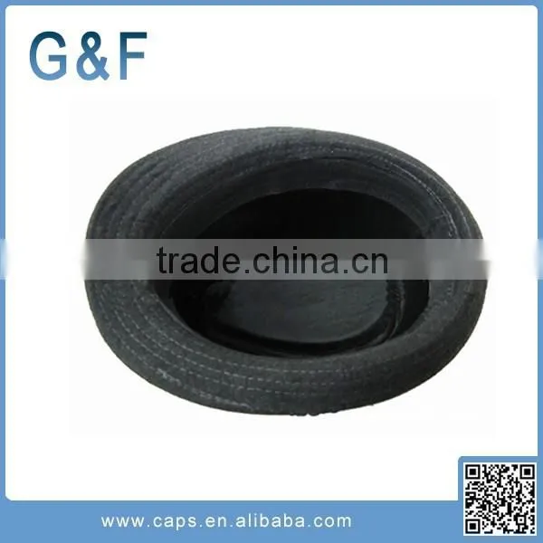 New Style Top Selling Black Fedora Hat With White Band