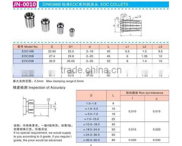 high precision EOCB collet with DIN6388 collet milling machine collet