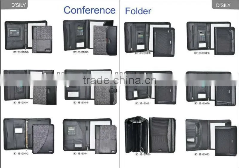 A4 zipped writing case for business conference,business portfolio paper folder