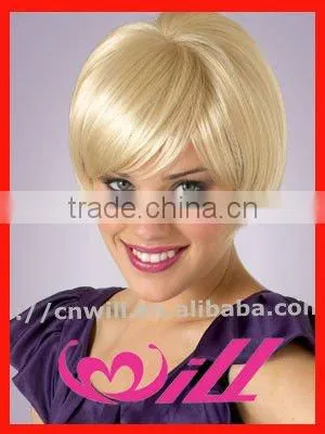 Short Synthetic Wig Mixed Colors Machine Made Lace Wigs Accept Samll Order