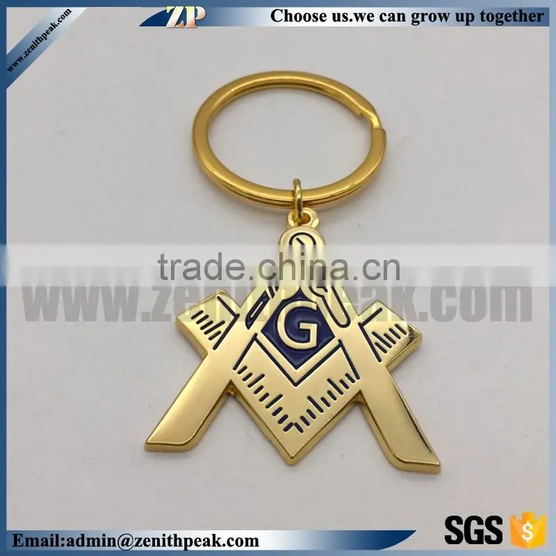 hot sale laser masonic keychain/masonic gold keychain/custom masonic gold laser keychain