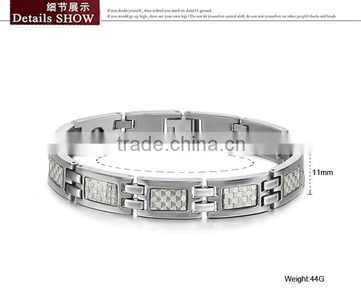 KSTONE 316L Stainless Steel Heath magnetic silve carbon fiber bracelet for Couple