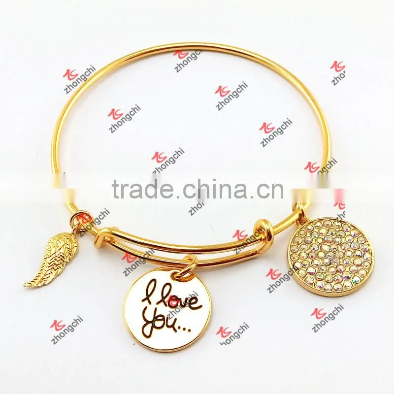 adjustable brass wire bangles gold plated expandable wire bangle Gifts